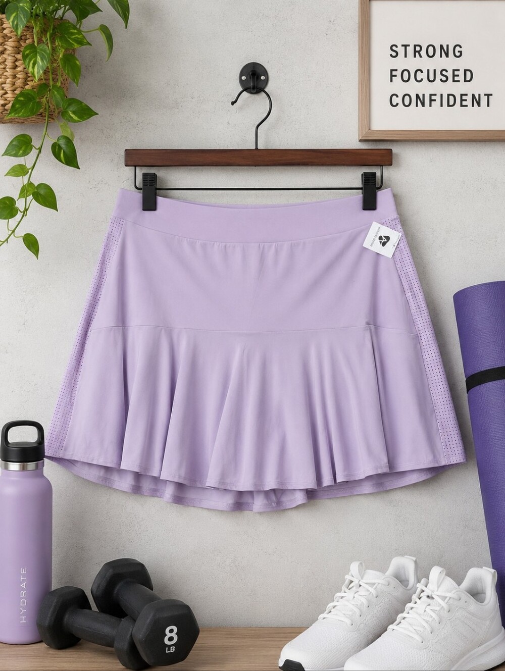 Activezone NEW Plus Size 5x: Light Lavender Skater Skort with Gingham Shorts